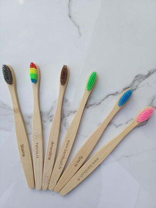 Paquet de 10 brosses à dents en bambou pour adultes