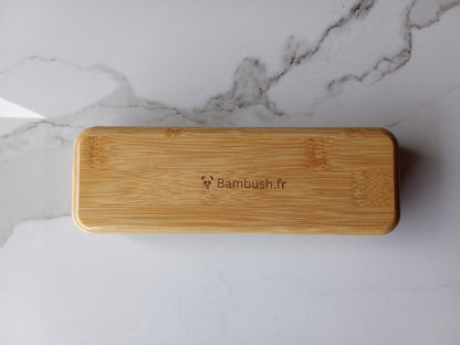 Brosse à dents électrique en bambou avec boîte de rangement – Recharge USB