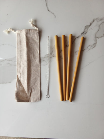 Kit de Pailles Réutilisables en Bambou – Écologiques & Naturelles | Bambush