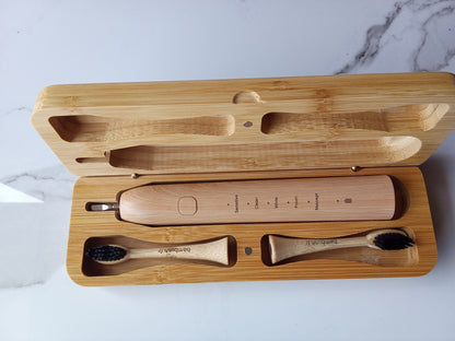 Brosse à dents électrique en bambou avec boîte de rangement – Recharge USB