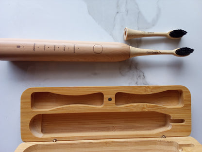 Brosse à dents électrique en bambou avec boîte de rangement – Recharge USB